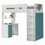 White/Teal Twin Loft Bed