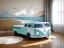 Teal Peace Bus Twin Bed