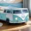 Teal Peace Bus Twin Bed