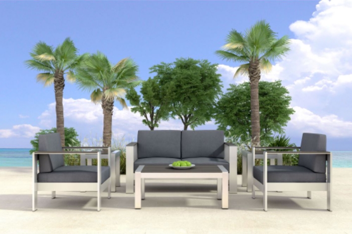 Cosmopolitan Cushioned Patio Sofa Dark Gray