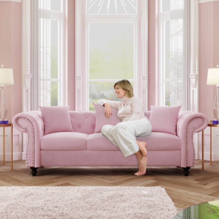 Ferndale Tufted Velvet Upholstered 3-Seater Sofa