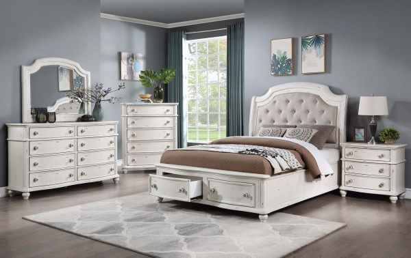 Jaqueline Upholstered Platform Bed with Storage Drawers