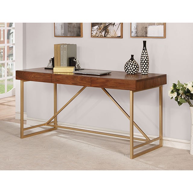 Halstein Contemporary Desk with Gold Metal Legs