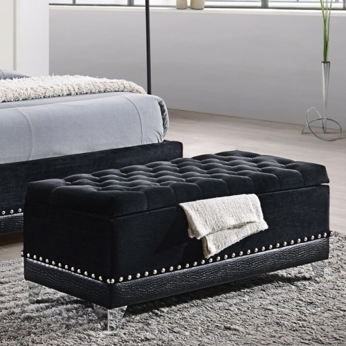Barzini Velvet Upholstered Tufted Storage Bench