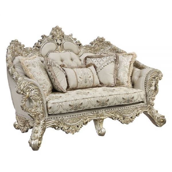Danae Victorian Style Loveseat with 5 Pillows