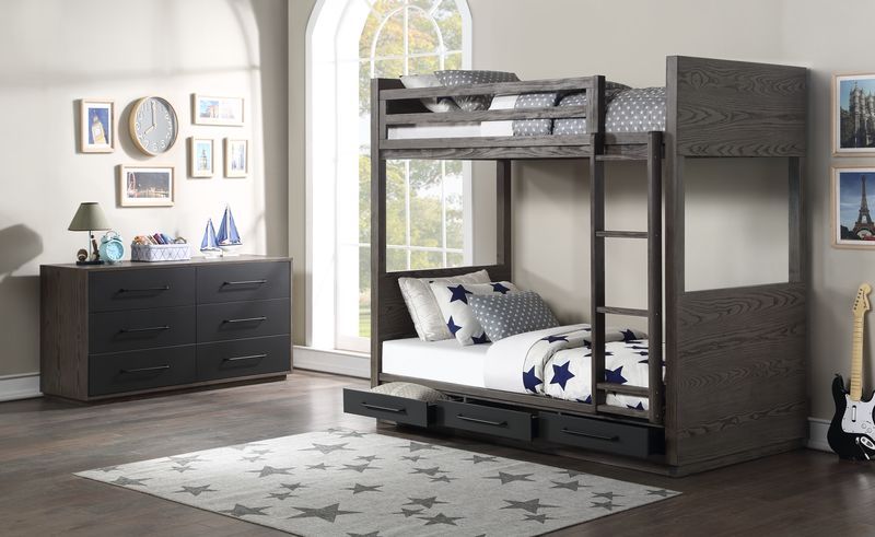 Estevon Twin/Twin Bunk Bed with Storage
