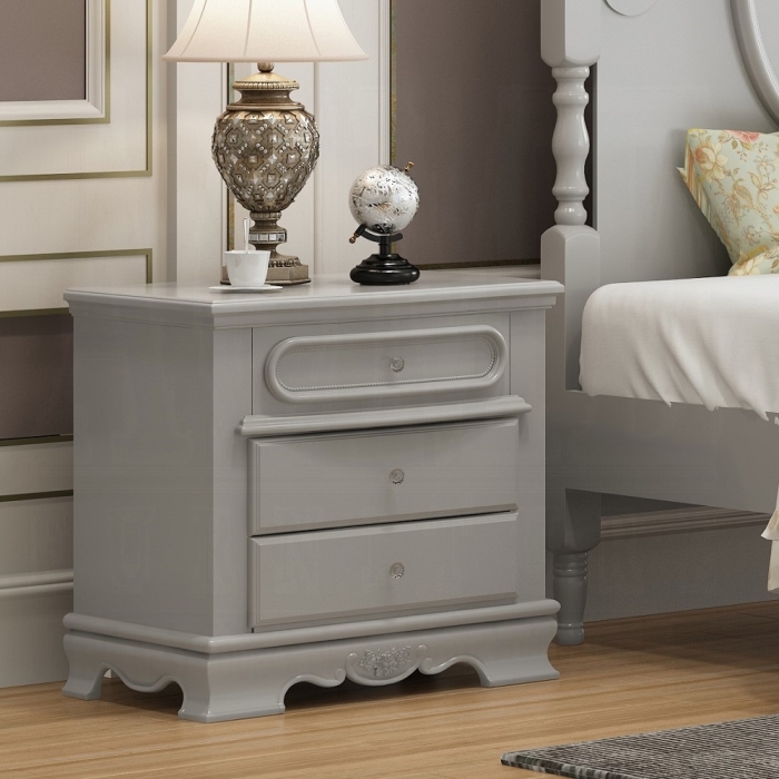 Flora Nightstand with Floral Motif Decals