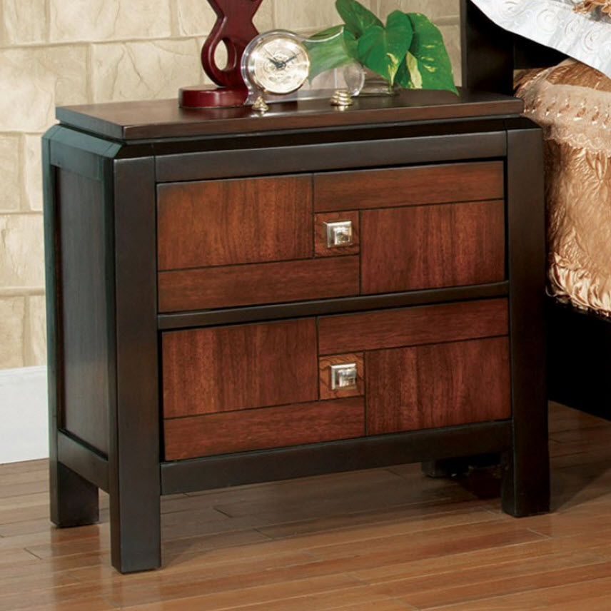 Patra Transitional Night Stand with Square Chrome Knobs