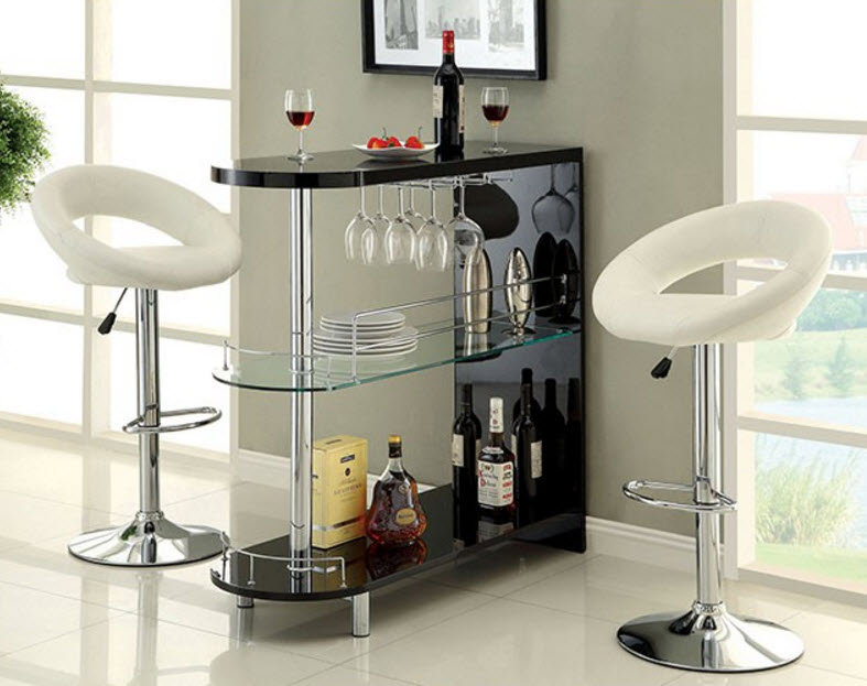Numbi Contemporary Mini Server with Glass Shelf