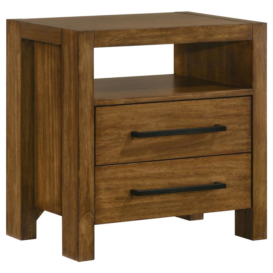 Adderley Panel Cream and Warm Brown Nightstand
