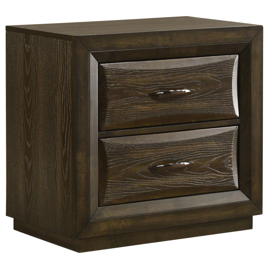 Atlas Upholstered Panel Grey and Dark Oak Nightstand