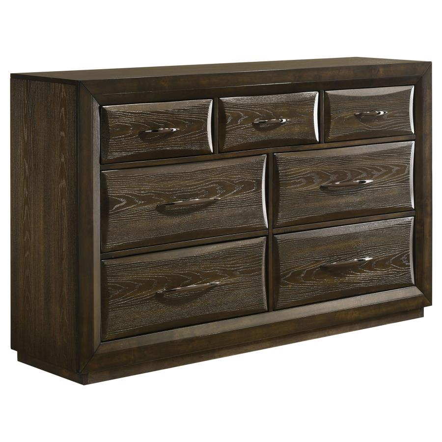 Atlas Upholstered Panel Grey and Dark Oak Dresser