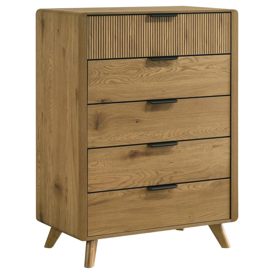 Bennett Upholstered Cream and Light Oak Chest