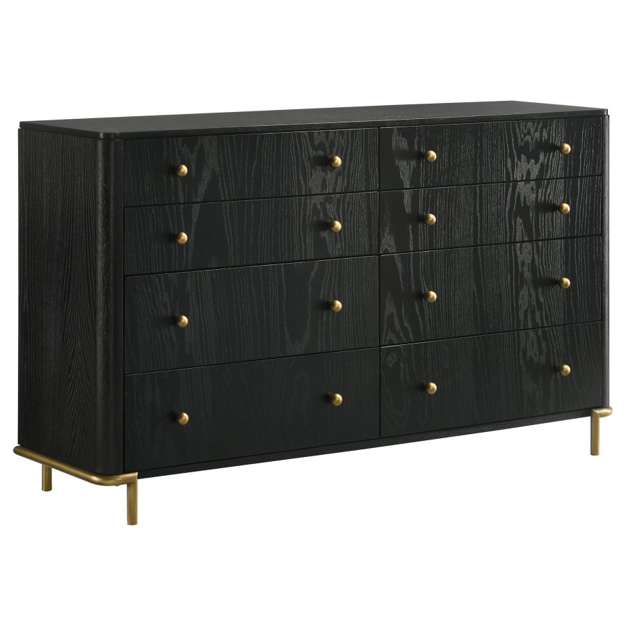 Arini Upholstered Panel Black and Grey Dresser