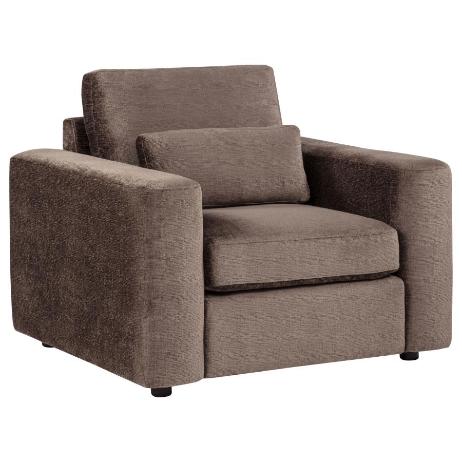 Amador Upholstered Track Arm Chocolate Accent Chair