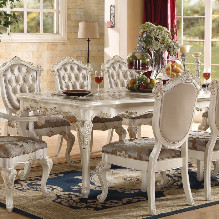 Chantelle Natural Marble Top Rectangular Dining Table
