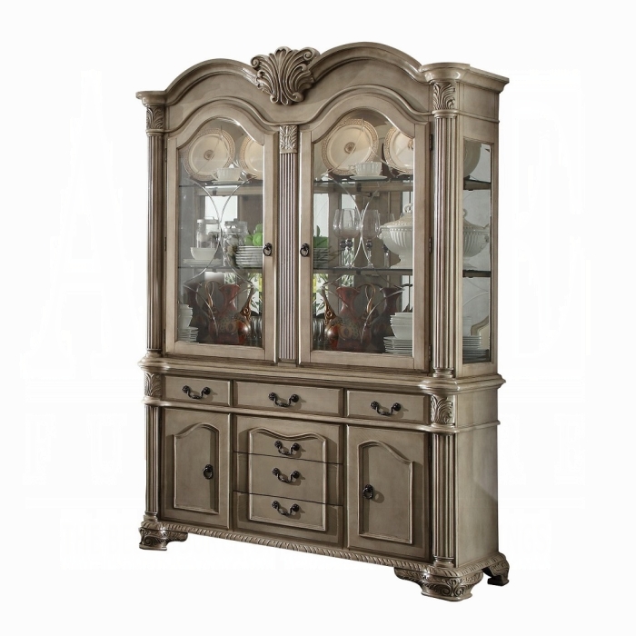 Chateau De Ville Antique White Buffet & Hutch