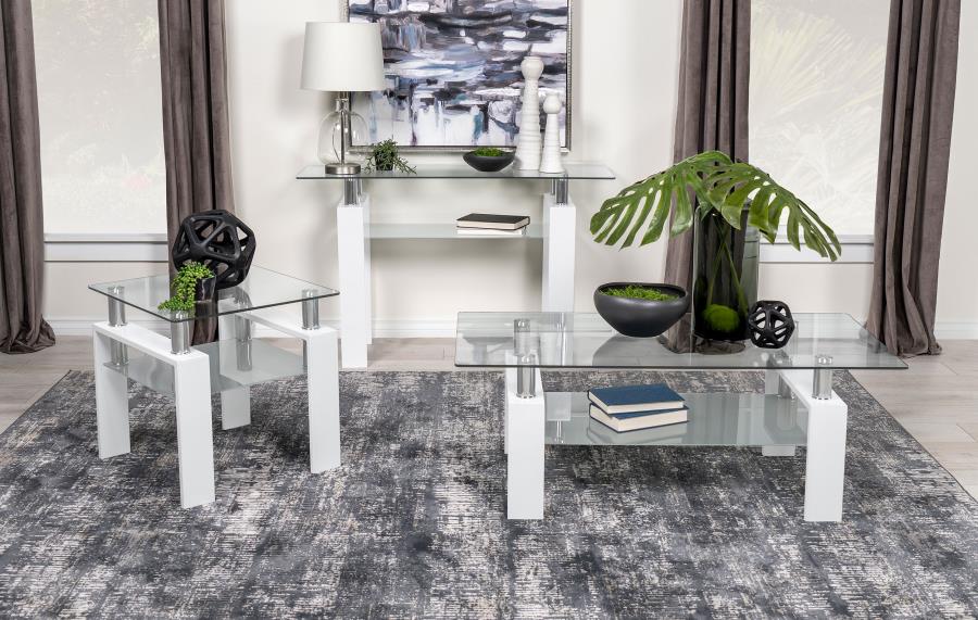 Dyer 1-shelf Rectangular Glass Top Coffee Table