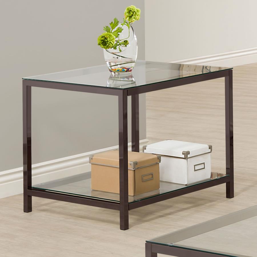 Trini 1-shelf Glass Top Side End Table