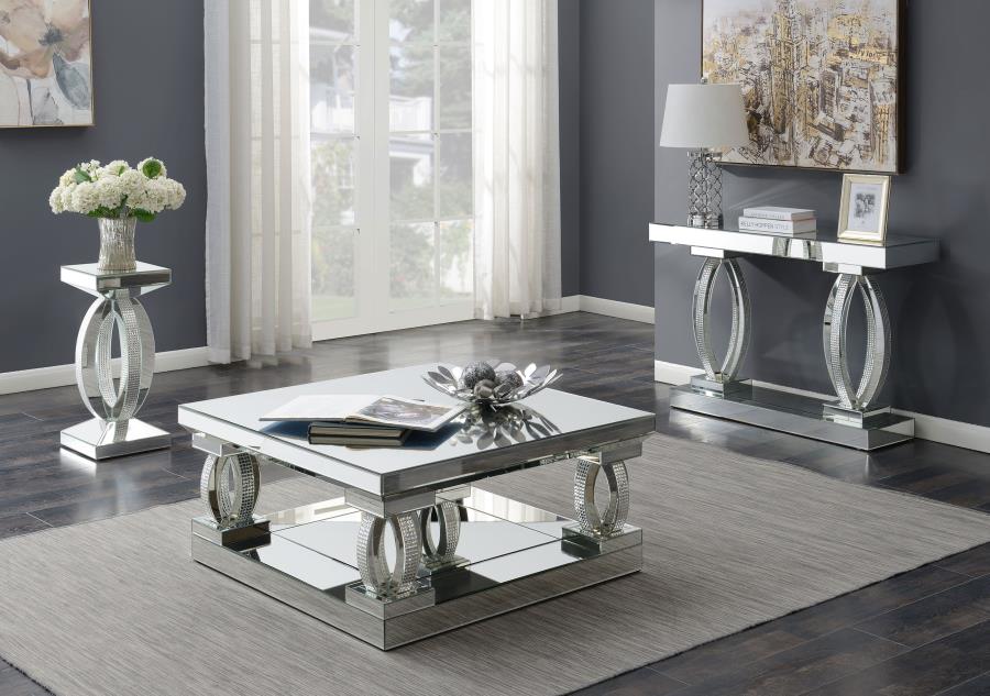 Amalia Square Mirrored Acrylic Crystal Coffee Table