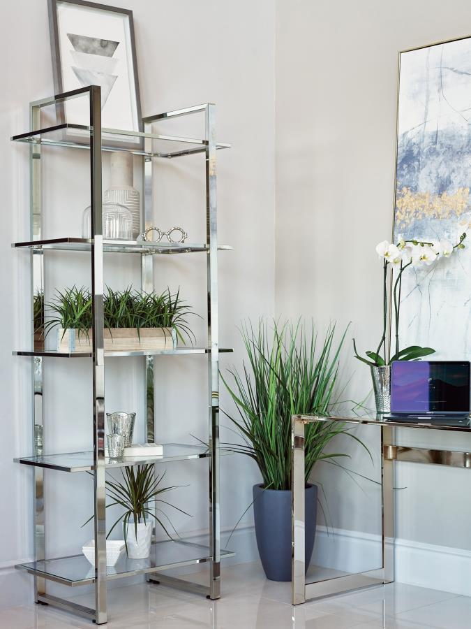 Hartford 79-inch 5-shelf Glass Bookshelf