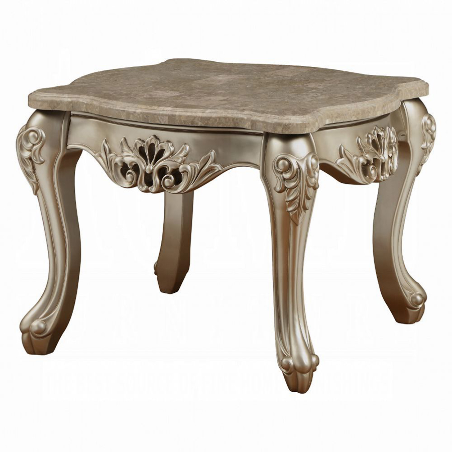 Ranita Traditional Style Champagne Marble End Table