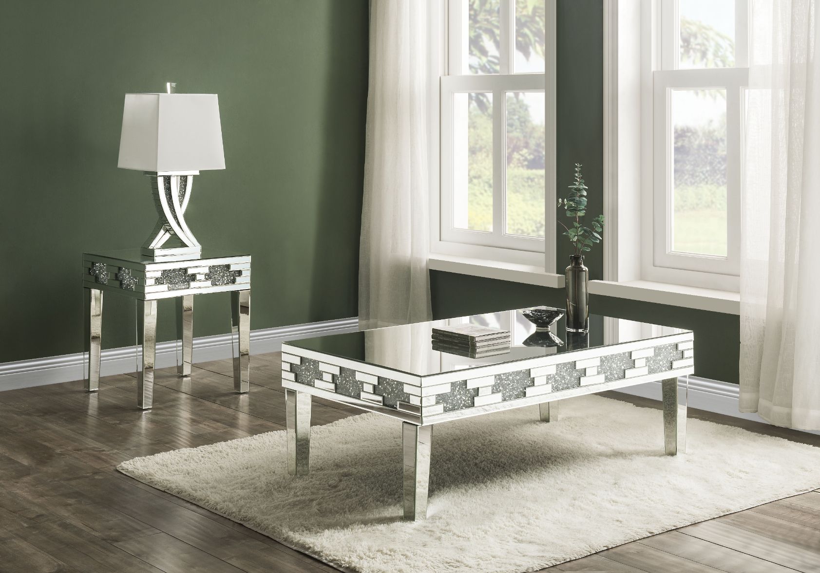 Noralie Mirrored Accents Coffee Table
