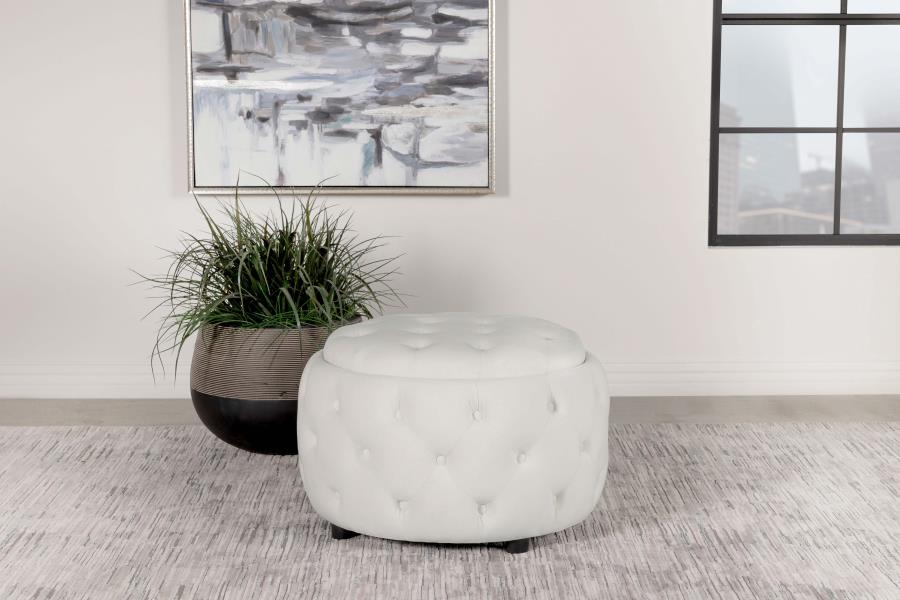 Fine Furniture San Diego Living Room Ottomans Angelina Tufted Storage Round Ottoman