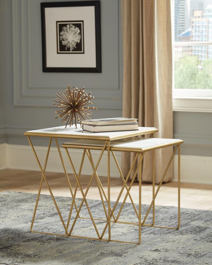 Bette 2-piece Marble Top Nesting Table Set 