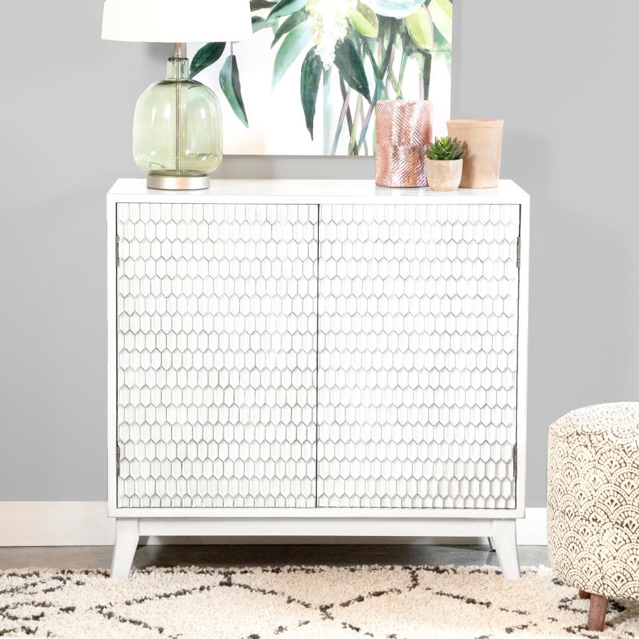 Gambon 2-door Wood Honeycomb Pattern Accent Cabinet