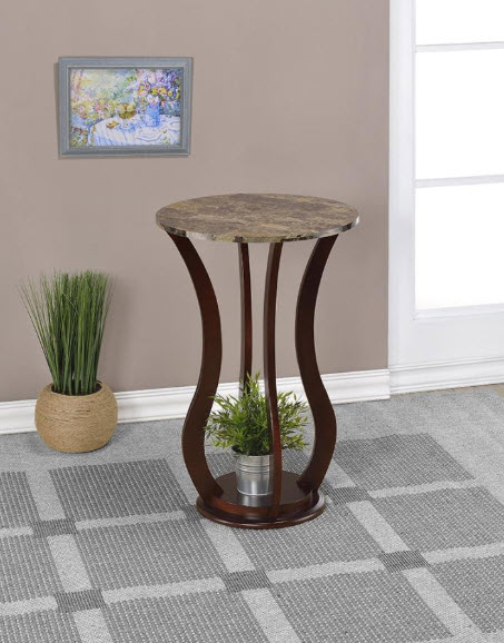 Elton Round Faux Marble Top Plant Stand