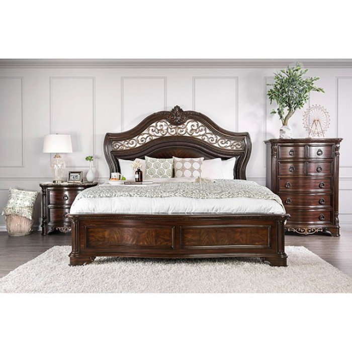 Menodora Transitional Bed with Ornate Detailing
