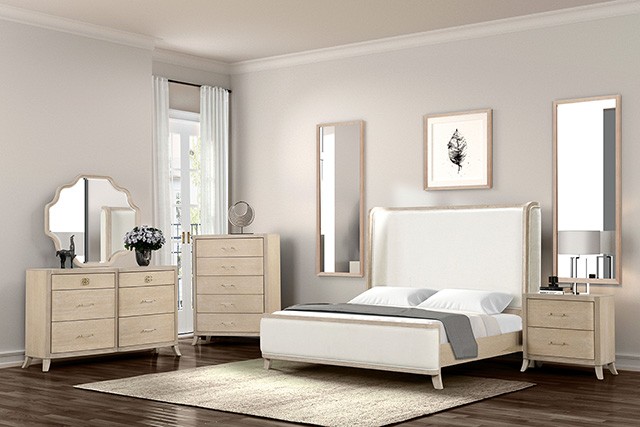 Candra Transitional Bed with Shelter Padded Headboard