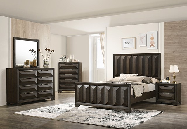 Hexham Transitional Bed with Vertical Faceted Panel Headboard and Footboard