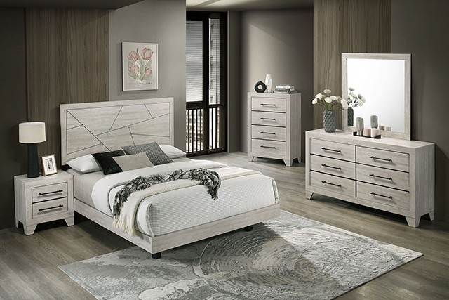 Dubuque Contemporary Bed with Geometric Design Headboard