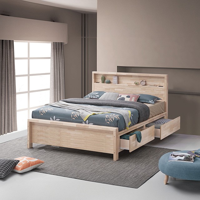 Grange Transitional Bed with Bookshelf Headboard