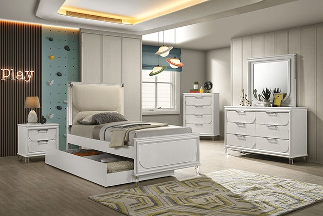Lareina Contemporary Bed with Embossed Panels