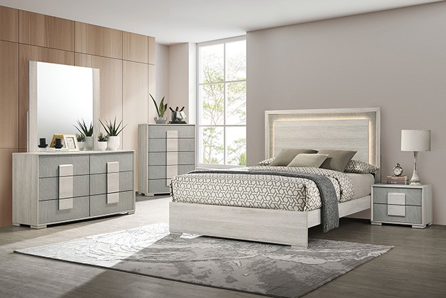 Lincolt Contemporary Bed with LED on Headboard