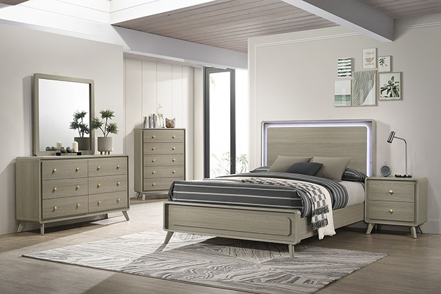 Rainier Contemporary Bed with LED on Headboard