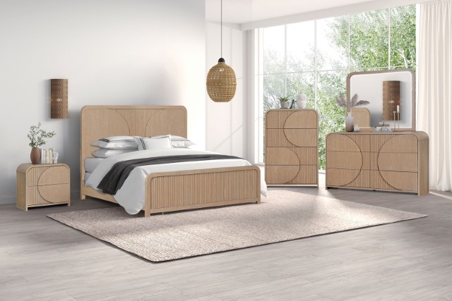 Tangentry Modern Bed with Reeded Panels