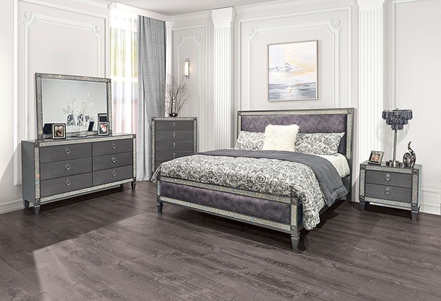 Titania Glam Bed with Padded Fabric Headboard & Footboard