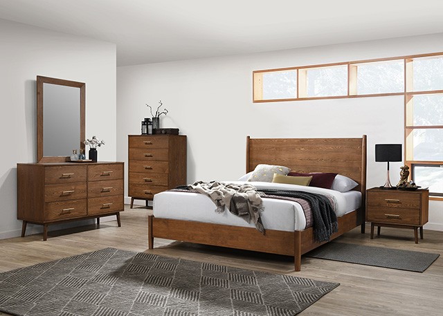 Tromso Mid-Century Modern Bed with Panel Headboard