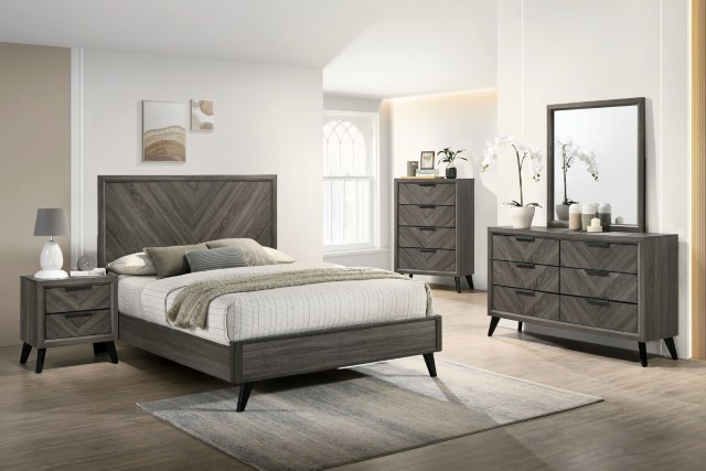 Vagan Contemporary Bed with Chevron Pattern