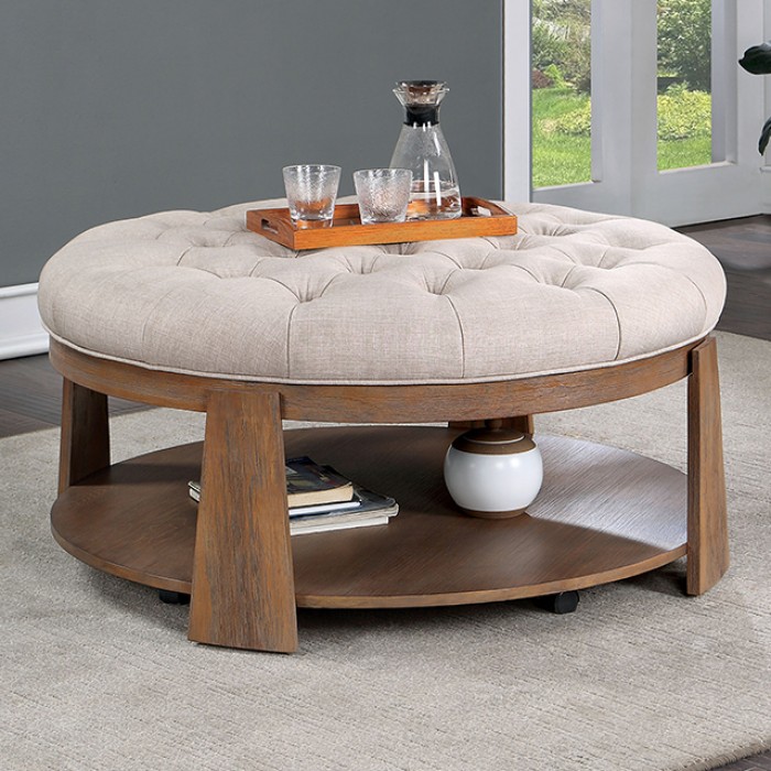 Guis Transitional Ottoman with Deep Button Tufting