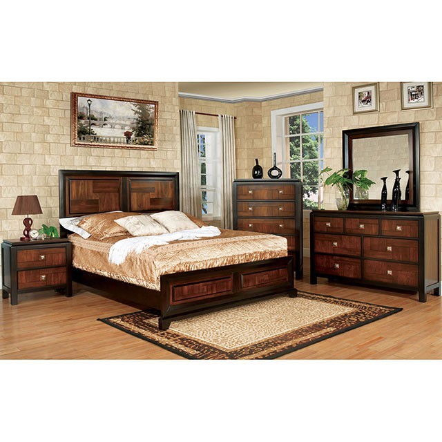 Patra Transitional Acacia Panel Bed