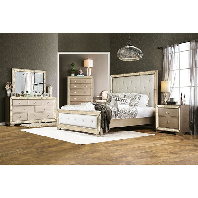 Loraine Antique Mirror Panels Bed