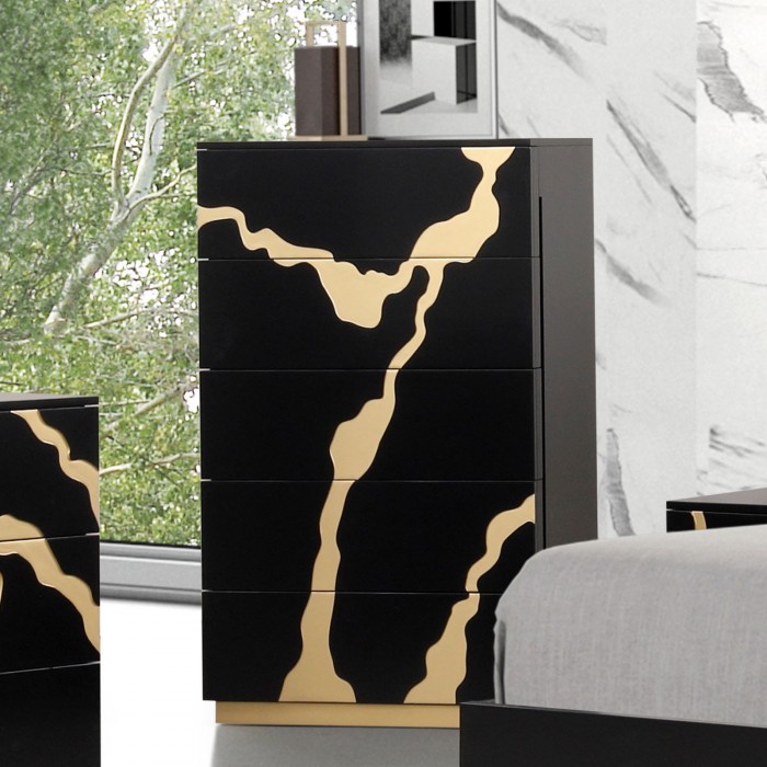 Goldsberg Contemporary Chest with Gold-Painted Pattern