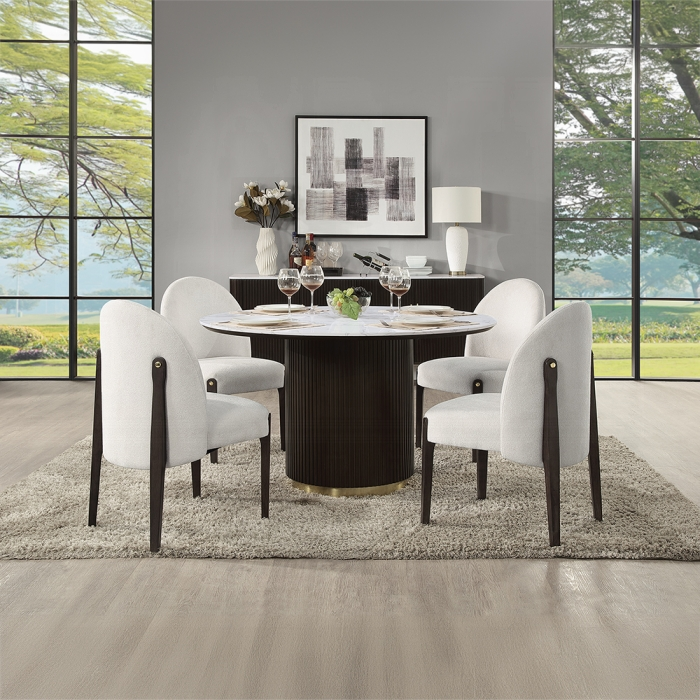 Clayten Round Dining Table with Marble Top