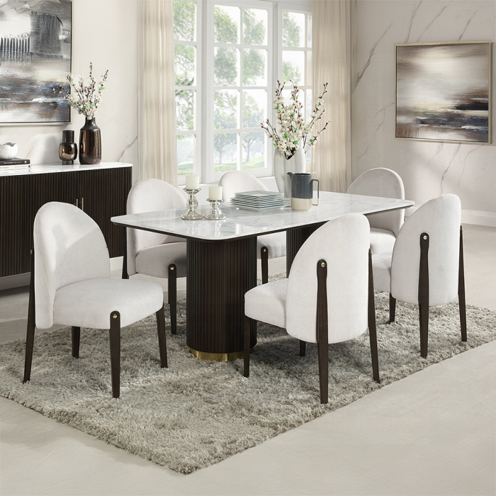 Clayten Rectaangular Dining Table with Marble Top