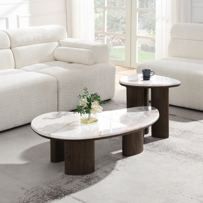 Hanale Coffee Table with Natural Marble